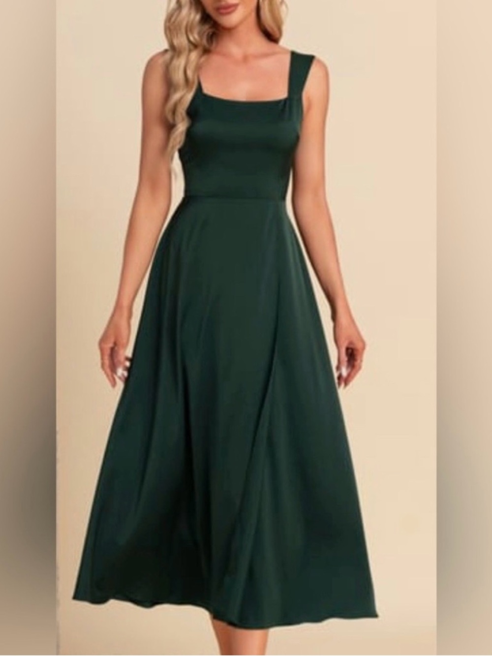 NWT JJ’s House Green Square Sleeveless A Line Lace Up Midi Dress L